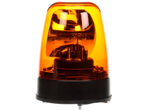 Signal-Stat, Halogen, Rotating Beacon, Yellow, Permanent Mount, Class III, Hardwired, Blunt Cut, 12V
