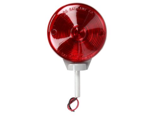 Incandescent, Red Round, 1 Bulb, Single Face, 2 Wire, Pedestal Light, 1 Stud, Gray, Blunt Cut