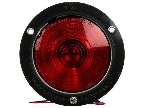 80 Series, Incandescent, Red, Round, 1 Bulb, Stop/Turn/Tail, Black Flange Mount, Hardwired, Blunt Cut, 12V, Bulk