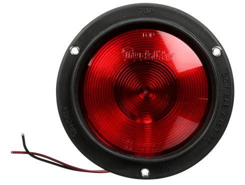 80 Series, Incandescent, Red, Round, 1 Bulb, Stop/Turn/Tail, Rubber Black Flange Mount, Hardwired, Blunt Cut, 12V