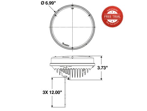 81 Series 7 In. Round LED Flood Light, Black, 10 Diode, 500 Lumen, Blunt Cut, 24V