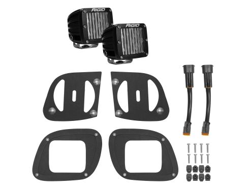 Freightliner Cascadia D-Series LED Fog Lights, 4 Diodes, Clear Square Polycarbonate Lens, Hardwired, Deutsch Connector, 12-36V, Kit