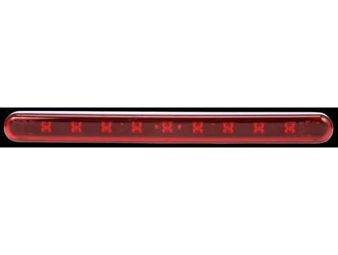 LED, High Mounted Stop Light, 9 Diode, Oval Red Polycarbonate, Adhesive Mount, Hardwired, Stripped End, 12V
