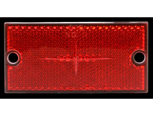 Rectangle, Red, Reflector, Black ABS 2 Screw,