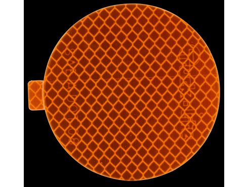 Retro-Reflective Tape, 3" Round, Yellow, Reflector, Adhesive Mount, Basket