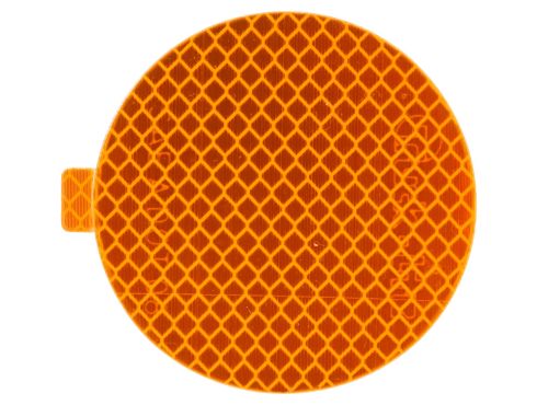 Retro-Reflective Tape, 3" Round, Yellow, Reflector, Adhesive Mount