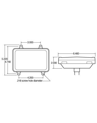 Bus, Incandescent, Red, Rectangular, 1 Bulb, Stop/Turn/Tail, 4 Screw, Blade Terminal, Stripped end, 12V