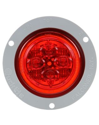 10 Series, Low Profile, LED, Red Round, 8 Diode, Marker Clearance Light, PC, Gray Polycarbonate Flange Mount, Fit 'N Forget M/C, 12V