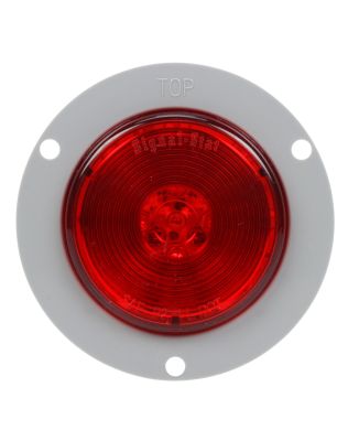 Signal-Stat, LED, Red Round, 13 Diodes, Marker Clearance Light, P2, Gray Polycarbonate Flush Mount, PL-10, 12V