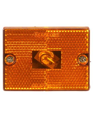 Signal-Stat, Incandescent, Yellow Rectangular, 1 Bulb, Marker Clearance Light, P2, 1 Stud Mount, Reflectorized, Hardwired, Stripped End, 12V
