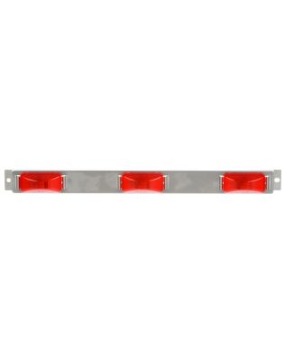 15 Series, Incandescent, Identification Bar, Rectangular, Red, 3 Lights, 6" Centers, Silver, 12V, Kit