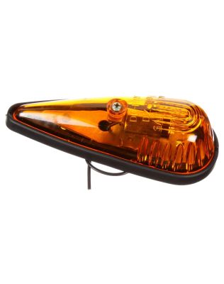 26 Series, Incandescent, Yellow Triangular, 1 Bulb, Marker Clearance Light, PC, Black Rubber 2 Screw, Socket Assembly, Stripped End, 12V