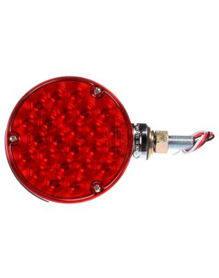 Signal-Stat, LED, Red/Yellow Round, 24 Diode, Dual Face, 3 Wire, Pedestal Light, 1 Stud, Chrome, Stripped End/Ring Terminal
