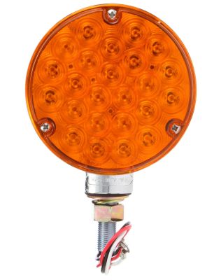 Signal-Stat, LED, Yellow Round, 24 Diode, Single Face, 3 Wire, Pedestal Light, 1 Stud, Chrome, Stripped End/Ring Terminal