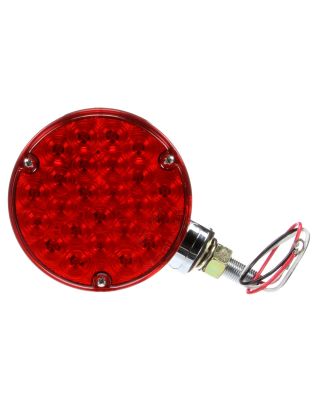 Signal-Stat, LED, Red Round, 24 Diode, Single Face, 3 Wire, Pedestal Light, 1 Stud, Chrome, Stripped End/Ring Terminal, Bulk