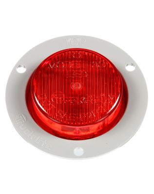 30 Series, LED, Red Round, 2 Diode, Marker Clearance Light, P3, Gray Polycarbonate Flange Mount, Fit 'N Forget M/C, 12V