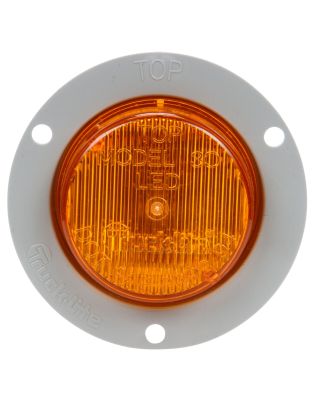 30 Series, LED, Yellow Round, 2 Diode, Marker Clearance Light, P3, Gray Polycarbonate Flange Mount, Fit 'N Forget M/C, 12V