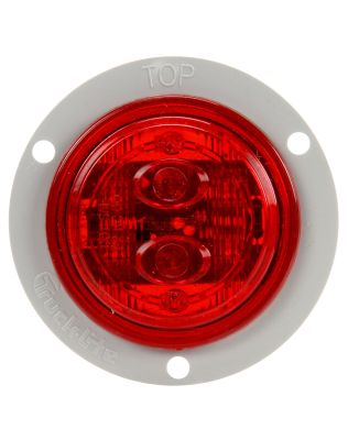 30 Series, Low Profile, LED, Red Round, 6 Diode, Marker Clearance Light, PC, Gray Polycarbonate Flange Mount, Fit 'N Forget M/C, 12V