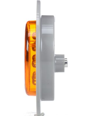 Signal-Stat, LED, Amber Round, 6 Diodes, Marker Clearance Light, P2, Gray Polycarbonate Flange Mount, PL-10, 12V