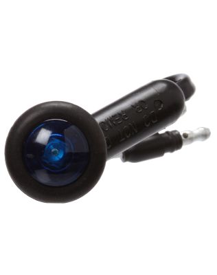 Super 33 .75" LED Round 1 Diode Blue Polycarbonate Lens, Black Rubber Grommet Mount Hardwired 12V, High Amp Interior Utility & Dome Light Kit