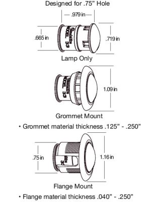 33 Series, LED, 0.75", Round, 1 Diode, Yellow, Polycarbonate Lens, Grommet Mount, Hardwired, 12V, P2, Single, Marker Clearance Light, Bulk