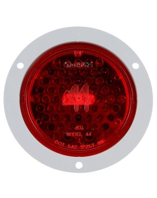 Super 44, LED, Strobe, 42 Diode, Round Red, Gray Flange Mount, Metalized, Fit 'N Forget S.S., 12V