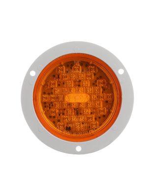 Super 44, LED, Yellow Round, 42 Diode, Rear Turn Signal, Gray Flange Mount, Fit 'N Forget S.S., 12V