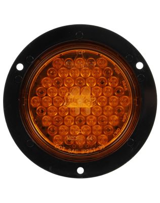 Super 44, LED, Yellow Round, 42 Diode, Rear Turn Signal, Black Flange Mount, Fit 'N Forget S.S., 12V