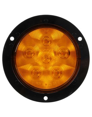 Super 44, LED, Yellow Round, 6 Diode, Rear Turn Signal, Black Flange Mount, Fit 'N Forget S.S., 12V