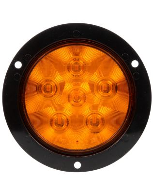 Super 44, LED, 4", Round, 6 Diode , Yellow, Polycarbonate Lens , Flange Mount, Fit 'N Forget S.S., 12V, I6|P|P2, Front/Park/Turn Light