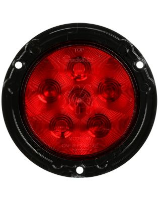 Super 44 LED 4" Round 6 Diode Red Polycarbonate Lens, Black Polycarbonate Flange Mount,Fit 'N Forget S.S. 12V, P2|I6|S2|T Stop Turn Tail Light