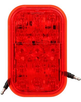45 Series, European Approved, LED, Fog Light, 19 Diode, Rectangular, Red Polycarbonate, Hardwired, .180 Bullet Terminal, 12-24V