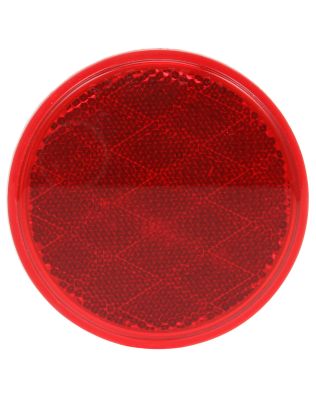 Signal-Stat, 3-1/8" Round, Red, Reflector, Adhesive Mount