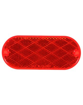 Signal-Stat, Oval, Red, Reflector, 2 Screw or Adhesive Mount