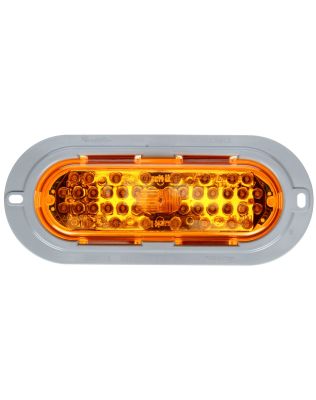 60 Series, LED, Yellow Oval, 44 Diode, Front/Park/Turn, Gray ABS, Flange Mount, 12V, Fit 'N Forget S.S.