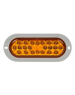 Signal-Stat, LED, Yellow Oval, 24 Diode, Front/Park/Turn, Gray Polycarbonate, Flange, 12V, PL-3