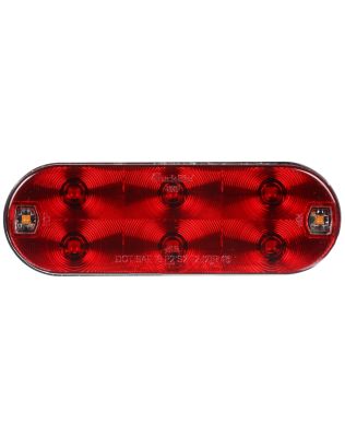 60 Series LED 2"x6" Oval 8 Diode Red|Clear Polycarbonate Lens, Grommet Mount,Fit 'N Forget 4 Pin S.S. 12V, I6|P2|T|R|S2 Stop Turn Tail and Integrated Back Up Light