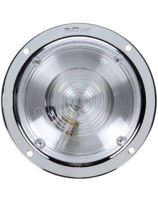 80 Series, Incandescent, 1 Bulb, Round Clear, Dome Light, Chrome Bracket Mount, Hardwired, Blunt Cut, Push Button Switch, 12V, Bulk