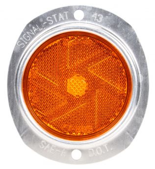 Signal-Stat, Armored, Round, Yellow, Reflector, Silver Aluminum 2 Screw or Bracket Mount