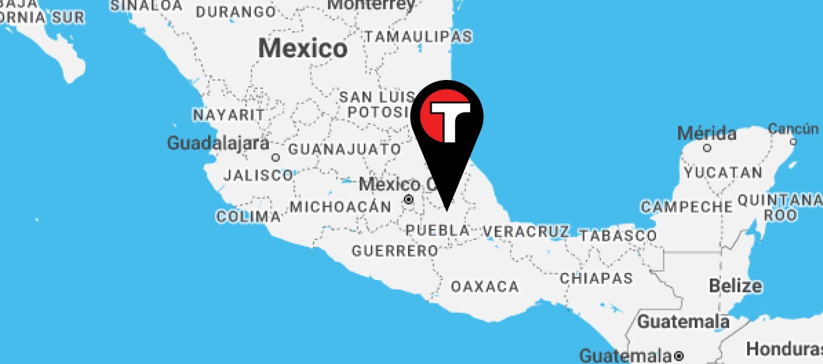 Map Showing Cuautlancingo, Puebla, MX